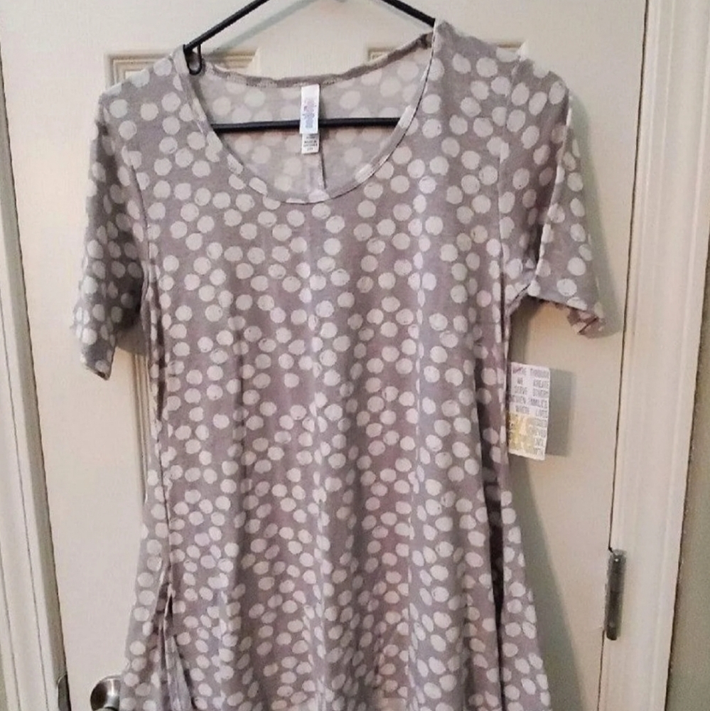 Lularoe XXS Perfect T Grey Polka Dot NWT